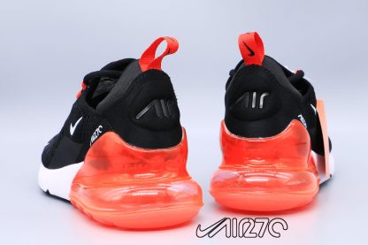 New Nike Air Max 270 Black Total Orange White heel