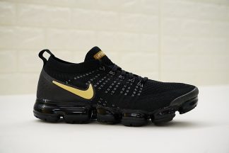 Nike Air VaporMax Flyknit 2.0 Black Gold swoosh