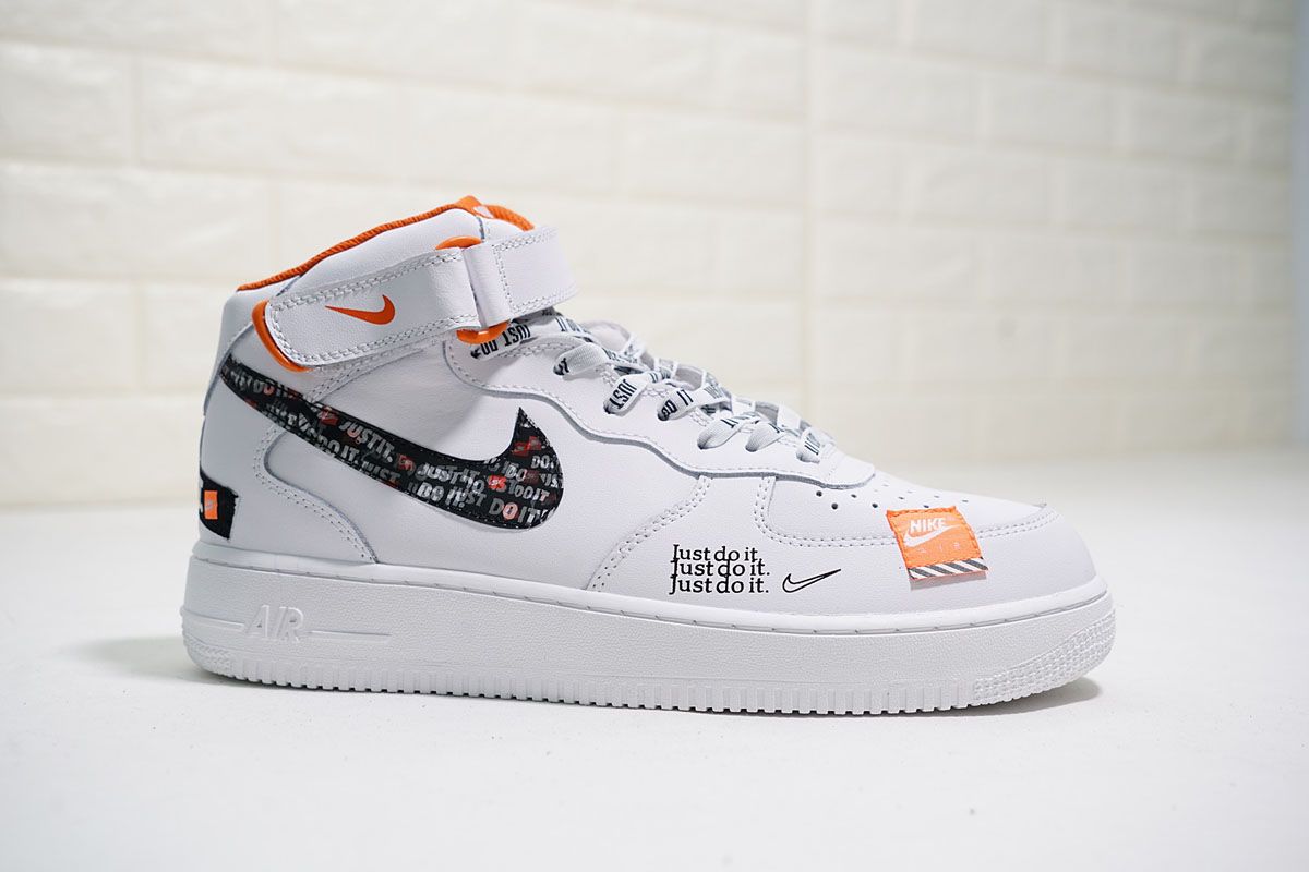 Air Force 1 Mid '07 Just Do It X white in White/Total Orange Color