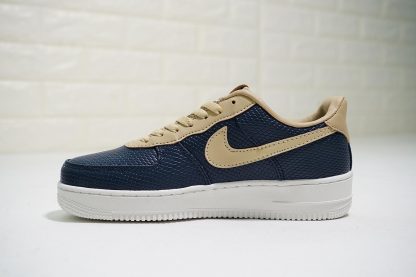 Nike AF1 Upstep Navy Blue Tan leather