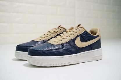 Nike AF1 Upstep Navy Blue Tan shoes