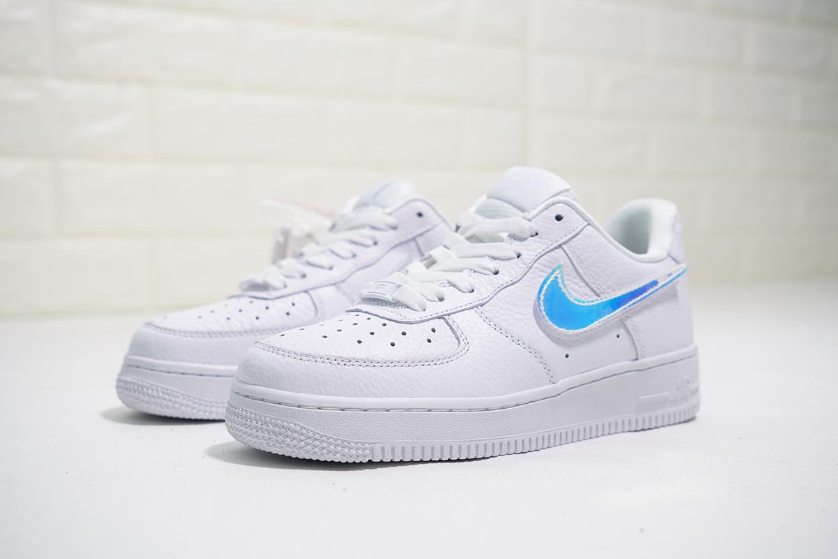 Nike Air Force 1-100 White Replaceable Iridescent Swoosh