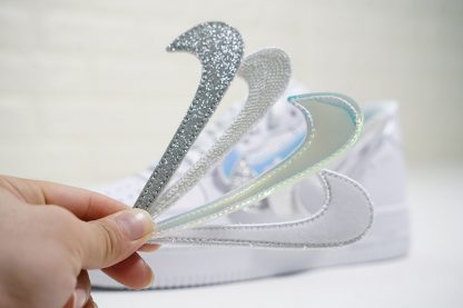 Nike Air Force 1-100 White iridescent Swoosh swooshes