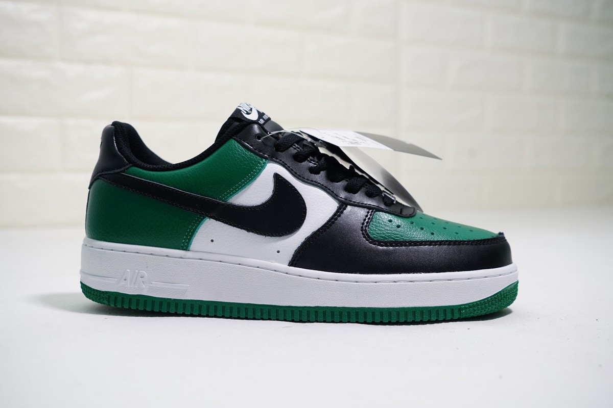 Nike Air Force 1 Low Leather Black Green - Mens Shoes