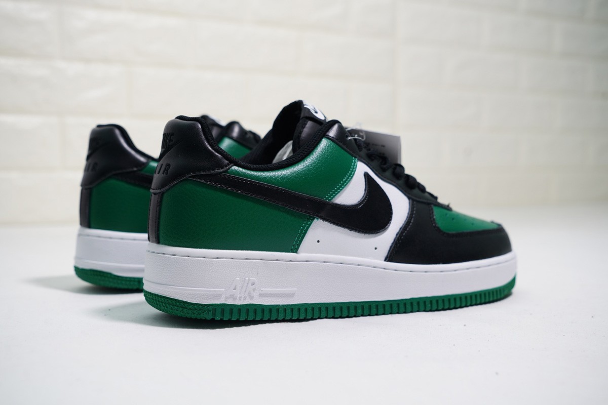 Nike Air Force 1 Low Leather Black Green - Mens Shoes