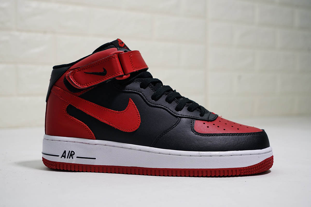 Nike Air Force 1 AF-1 Mid Bred -Black Red