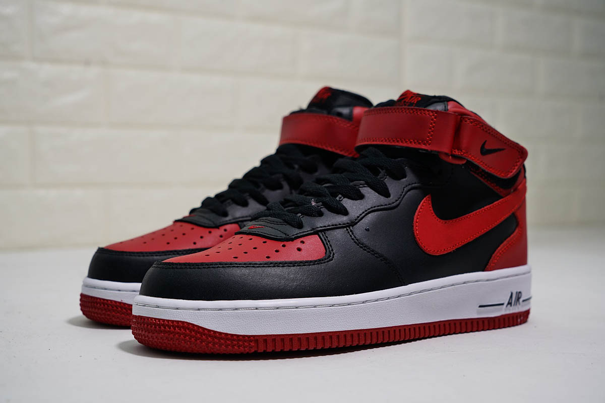 nike air force 1 mid red and black