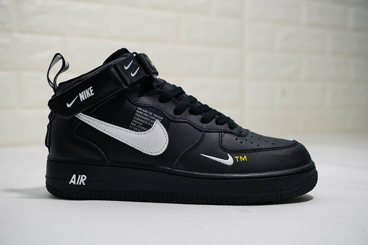 Black Nike Air Force 1 Mid 07 L.V.8 Utility Pack Double Swoosh