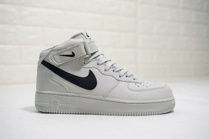 Nike Air Force 1 Mid Light Bone Black Swoosh