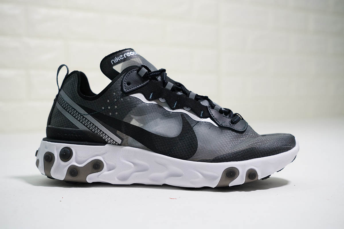 nike react element 87 anthracite black on feet