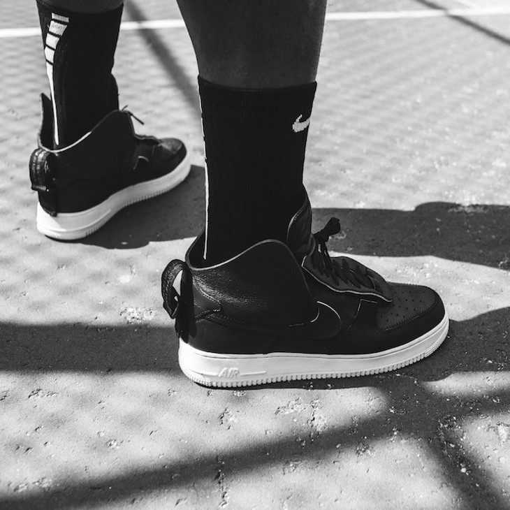 PSNY Nike Air Force 1 High Black on feet
