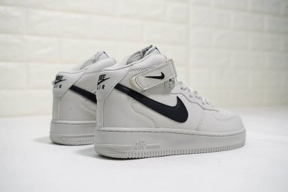 shop Nike Air Force 1 Mid Light Bone Black Swoosh