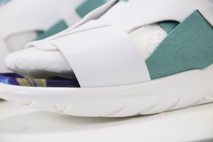 Adidas Y-3 Qasa Sandal White Green branding logo