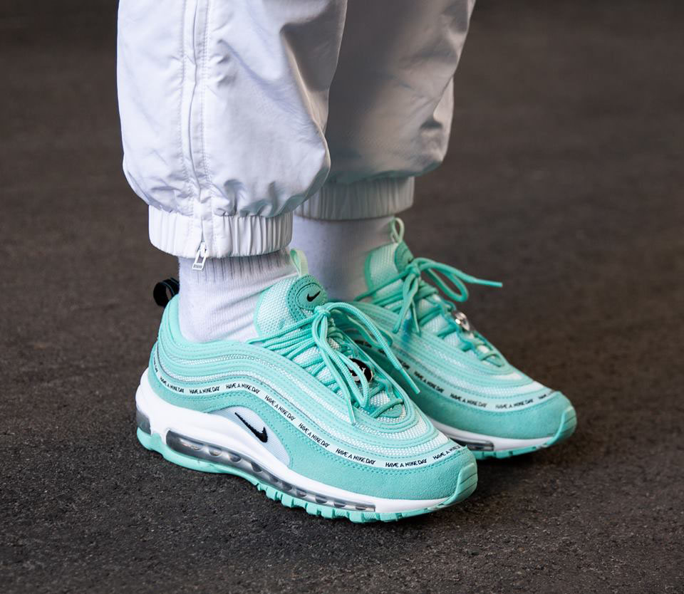 Nike Air Max 97 Have A Nike Day Green Teal Tint on feet