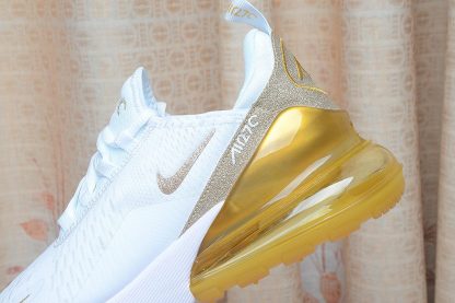 Nike Air Max 270 White Gold Glitter heel