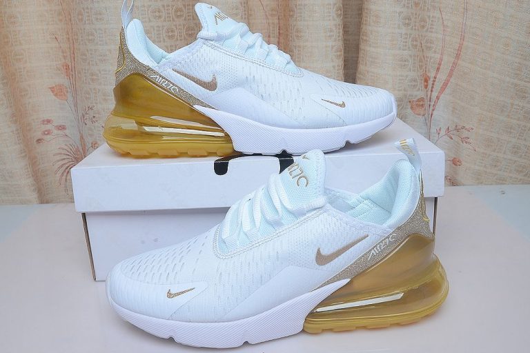 nike white sneakers gold swoosh