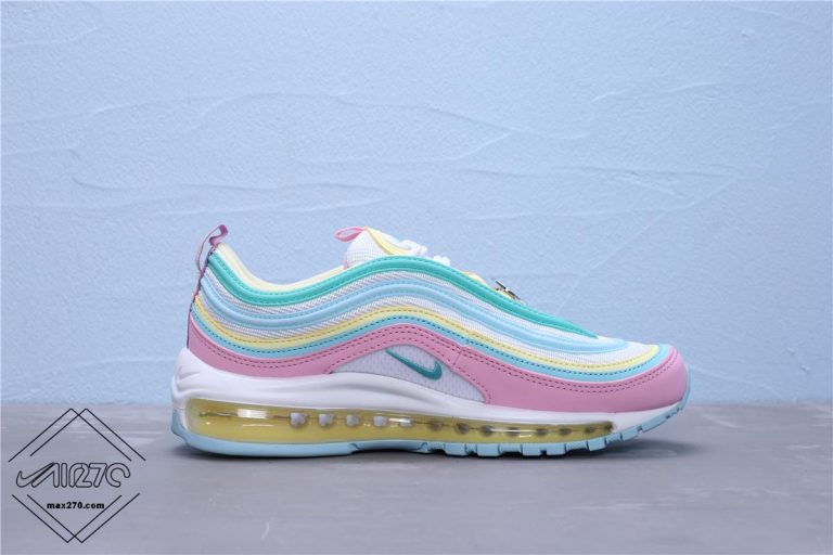 New Women Nike Air Max 97 Pink-Blue-Yellow (Smile Face)-921826-016