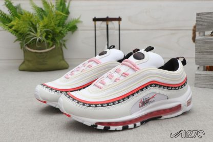 Air Max 97 White Cream White With Black Nike Logo Strip sale