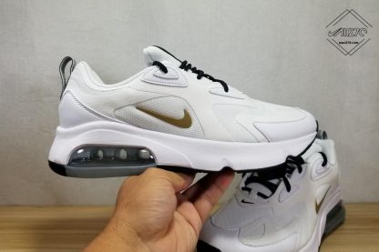 Nike Air Max 200 White Metal Gold lifestyle shoes