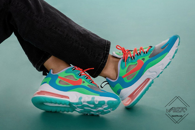 Nike Air Max 270 React Blue Lagoon on feet