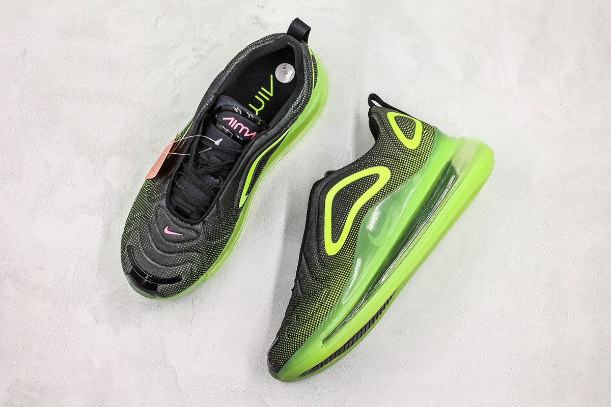 Nike Air Max 720 Running Shoes Black Neon Green Volt A02924-008 Mens Size 8  GUC! 