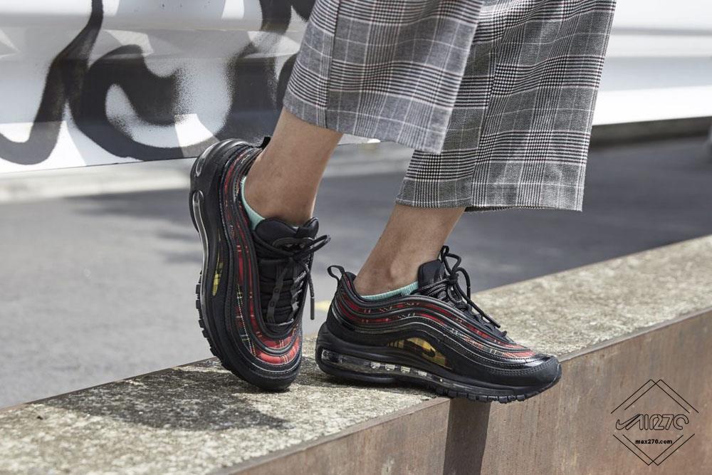 Nike Air Max 97 SE Tartan Black on feet