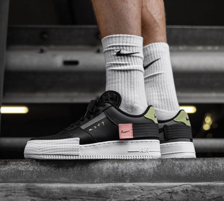 Nike N.354 AF1 Low Type Black White on feet