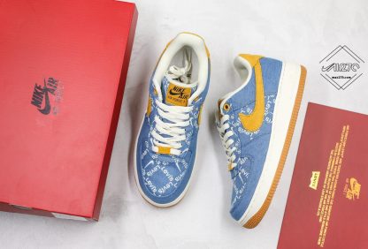 Leevis Nike By You af 1 Denim water blue gold