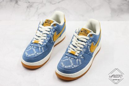 Leevis Nike By You af 1 Denim water blue gold front