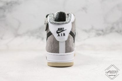 Nike Air Force 1 Mid White Grey Suede heel