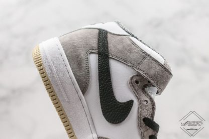 Nike Air Force 1 Mid White Grey Suede leather swoosh