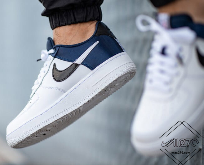 Nike Air Force 1 NBA Navy Satin on feet