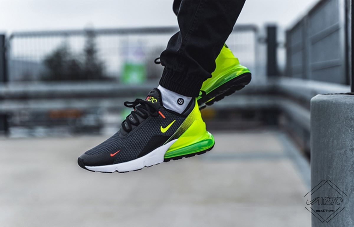 Nike Air Max 270 Black Volt on feet