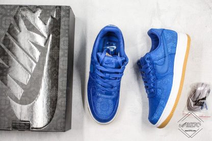 2019 Air Force 1 Low x CLOT Game Royal Blue Silk shoes