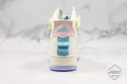 Nike AF1 High UT White Purple Pink Blue heel