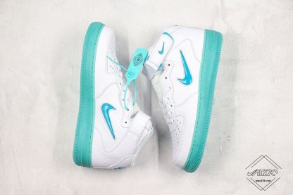 Nike Air Force 1 Mid White Artisan Teal jewel swoosh