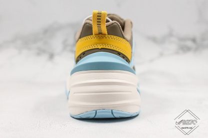 Nike M2K Tekno Half Blue Chrome Yellow heel