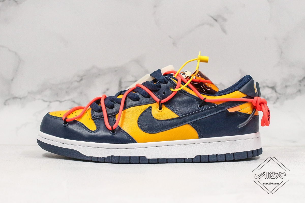 Off-White x Nike Dunk Low University Gold Navy - Michigan