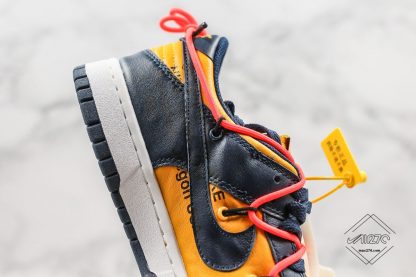 Off-White x Nike Dunk Low University Gold swoosh