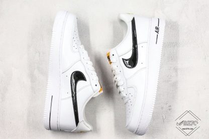 Air Force 1 07 White With Black Leather Swoosh