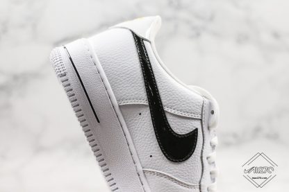 Air Force 1 07 White With Black Leather Swoosh for sale