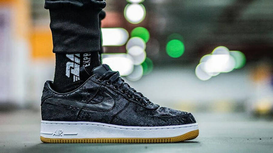 CLOT x fragment x Nike Air Force 1 Black on feet