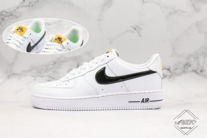 Nike Mens Air Force 1 07 White With Black Leather Swoosh