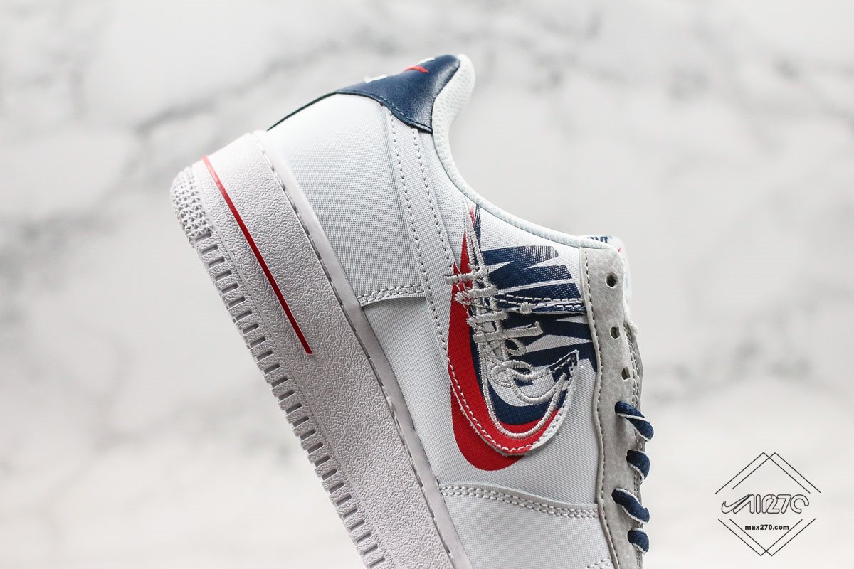 Nike Air Force 1 Low Swoosh Overlap White Navy Blue