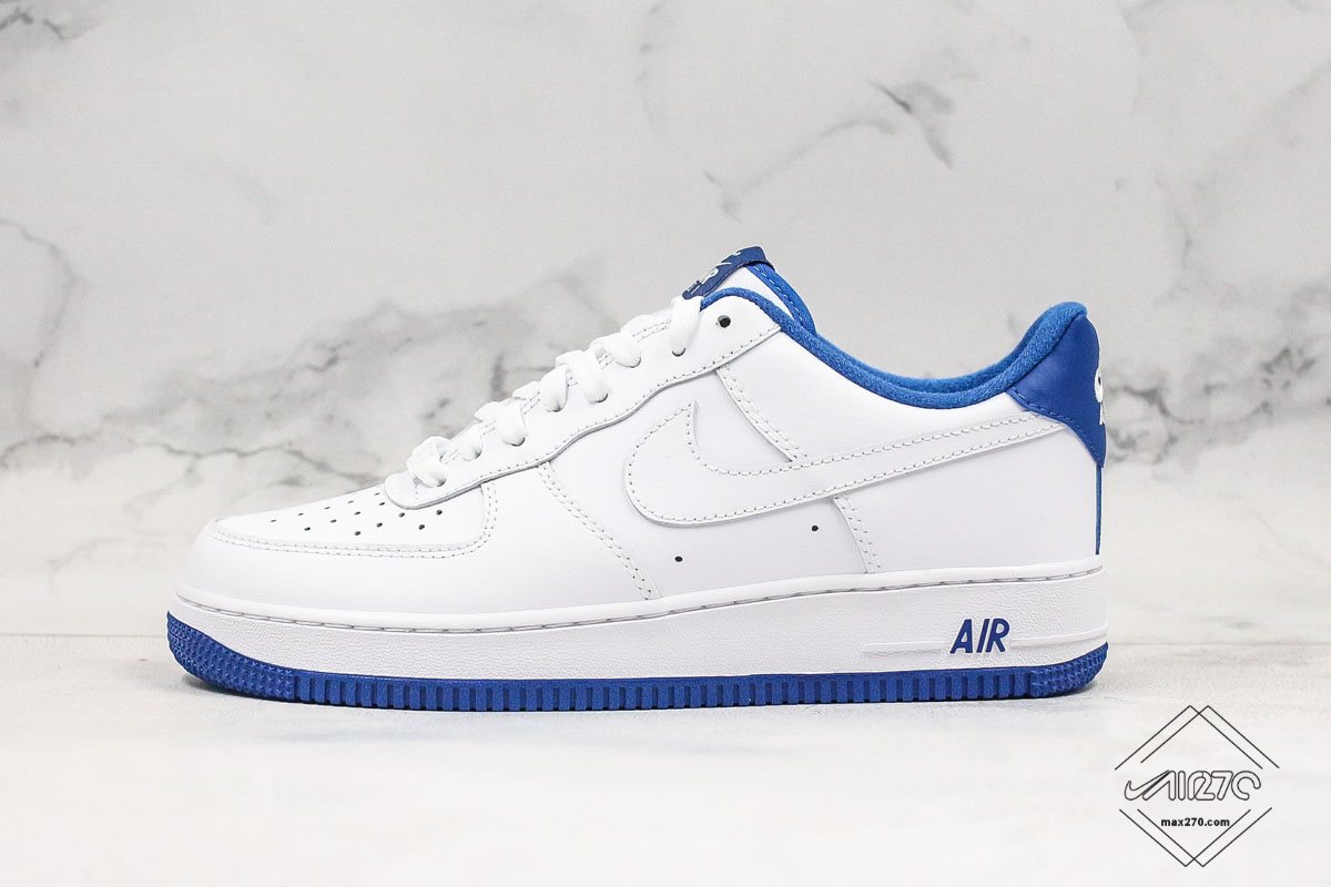 navy blue and white air force ones