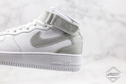 Air Force 1 Mid White Shiny Metallic Silver Velcro Patch Patches