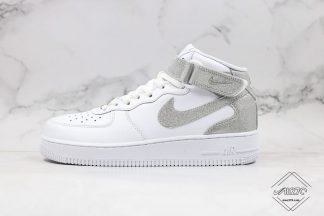 Nike Air Force 1 Mid White Shiny Metallic Silver