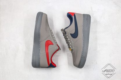 Nike Air Force 1 Dark Grey Black Red Swoosh Shoes