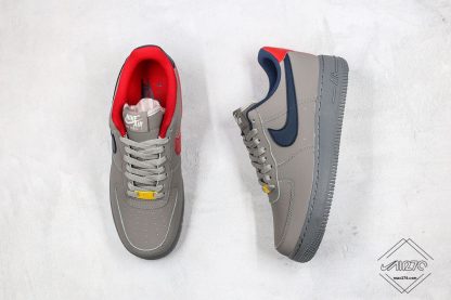 Nike Air Force 1 Dark Grey Black Red Swoosh upper