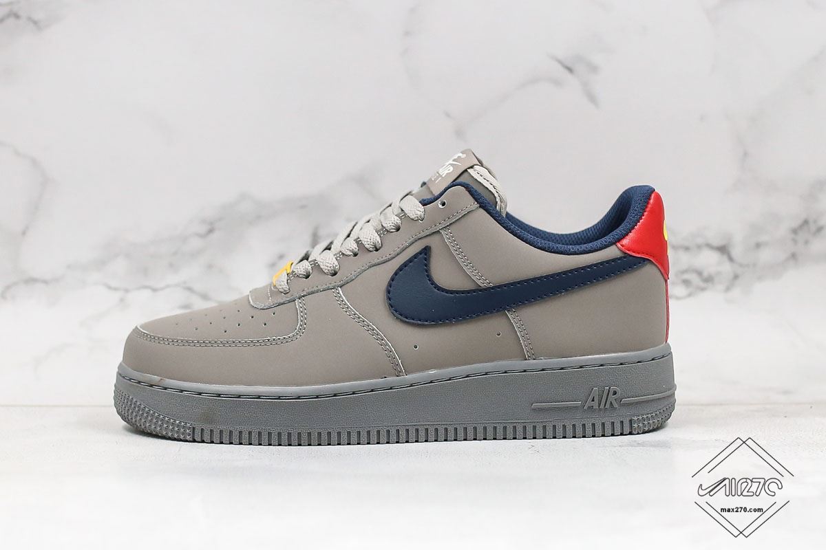 grey and blue air force ones